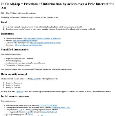 Freedom of Information by access over a Free Internet For All